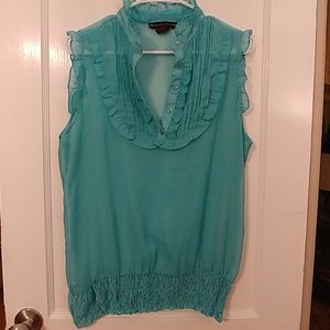 Sheer Aqua Sleeveless Blouse
